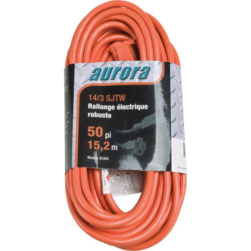 Vinyl Extension Cord, Outdoor, SJTW, AWG 14/3, 15 A, 50' - XC483