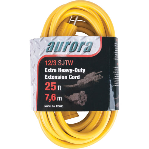 Vinyl Extension Cord, Outdoor, SJTW, AWG 12/3, 15 A, 25' - XC485