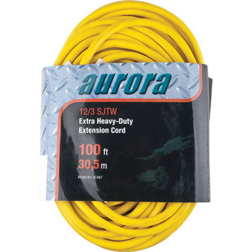 Vinyl Extension Cord, Outdoor, SJTW, AWG 12/3, 15A, 100' - XC487