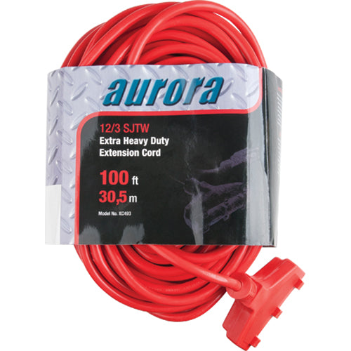 Vinyl Extension Cord, Outdoor, SJTW, AWG 12/3, 15A, 3 Outlet(s), 100' - XC493