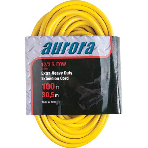 Vinyl Extension Cord with Indicator Light, Outdoor, SJTOW, AWG 12/3, 15A, 3 Outlet(s), 100' - XC499