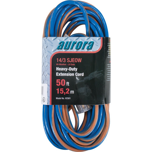 SJEOW All-Weather TPE Rubber Extension Cord with Indicator Light, AWG 14/3, 15A, 50' - XC501