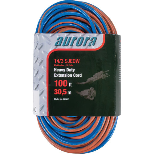 SJEOW All-Weather TPE Rubber Extension Cord with Indicator Light, AWG 14/3, 13A, 100' - XC502