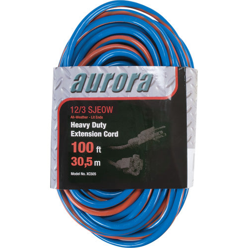 SJEOW All-Weather TPE Rubber Extension Cord with Indicator Light, AWG 12/3, 15A, 100' - XC505