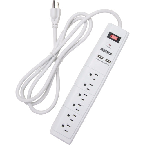 Surge Protector with USB Charger, 6 Outlets, 1200 J, 1875 W, 6' Cord - XH064