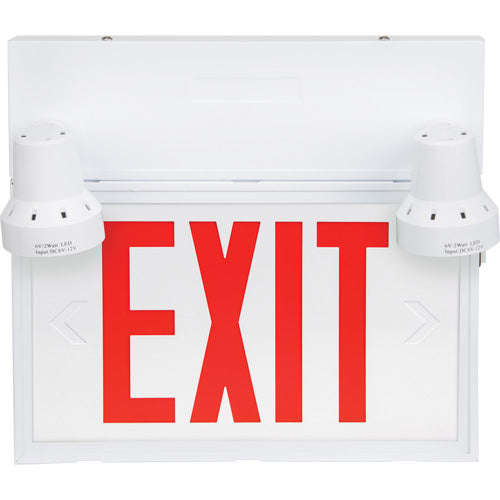 Enseigne de sortie avec éclairage de sécurité, DEL, À piles/À raccordement fixe, 12-1/10" lo x 11" la, Anglais - XI789