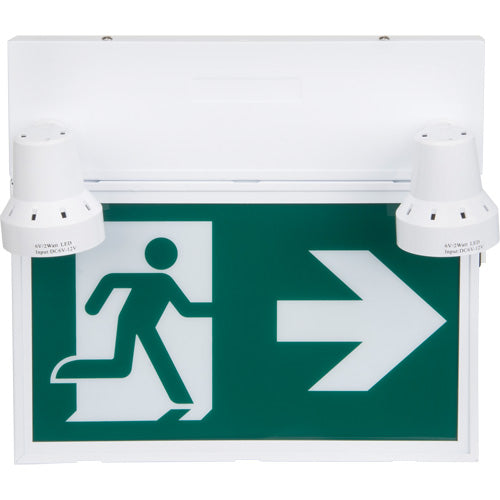Running Man Sign with Safety Light, LED, Battery Operated/Hardwired, 12-1/10" L x 11" W, Pictogram - XI790
