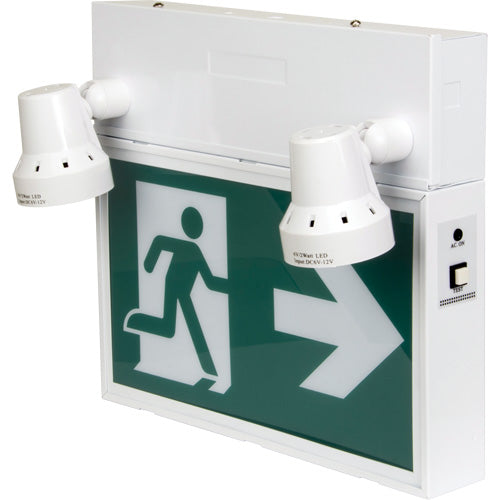 Running Man Sign with Safety Light, LED, Battery Operated/Hardwired, 12-1/10" L x 11" W, Pictogram - XI790