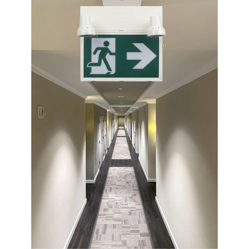 Running Man Sign with Safety Light, LED, Battery Operated/Hardwired, 12-1/10" L x 11" W, Pictogram - XI790